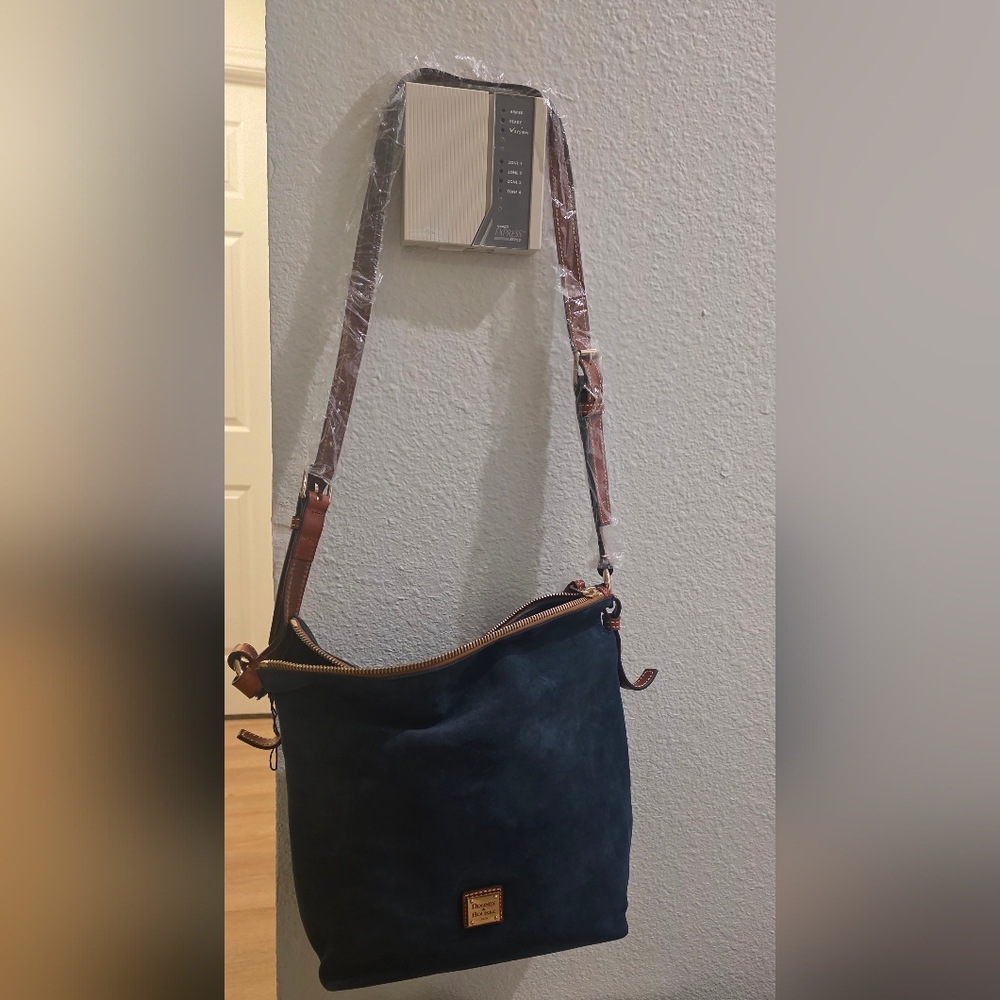 Dooney & Bourke Blue Suede Shoulder Bag - Picture 2 of 6